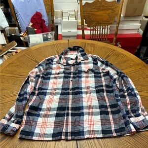 American Eagle Outfitters Men's Checkered Shirt - Navy, Red, and White